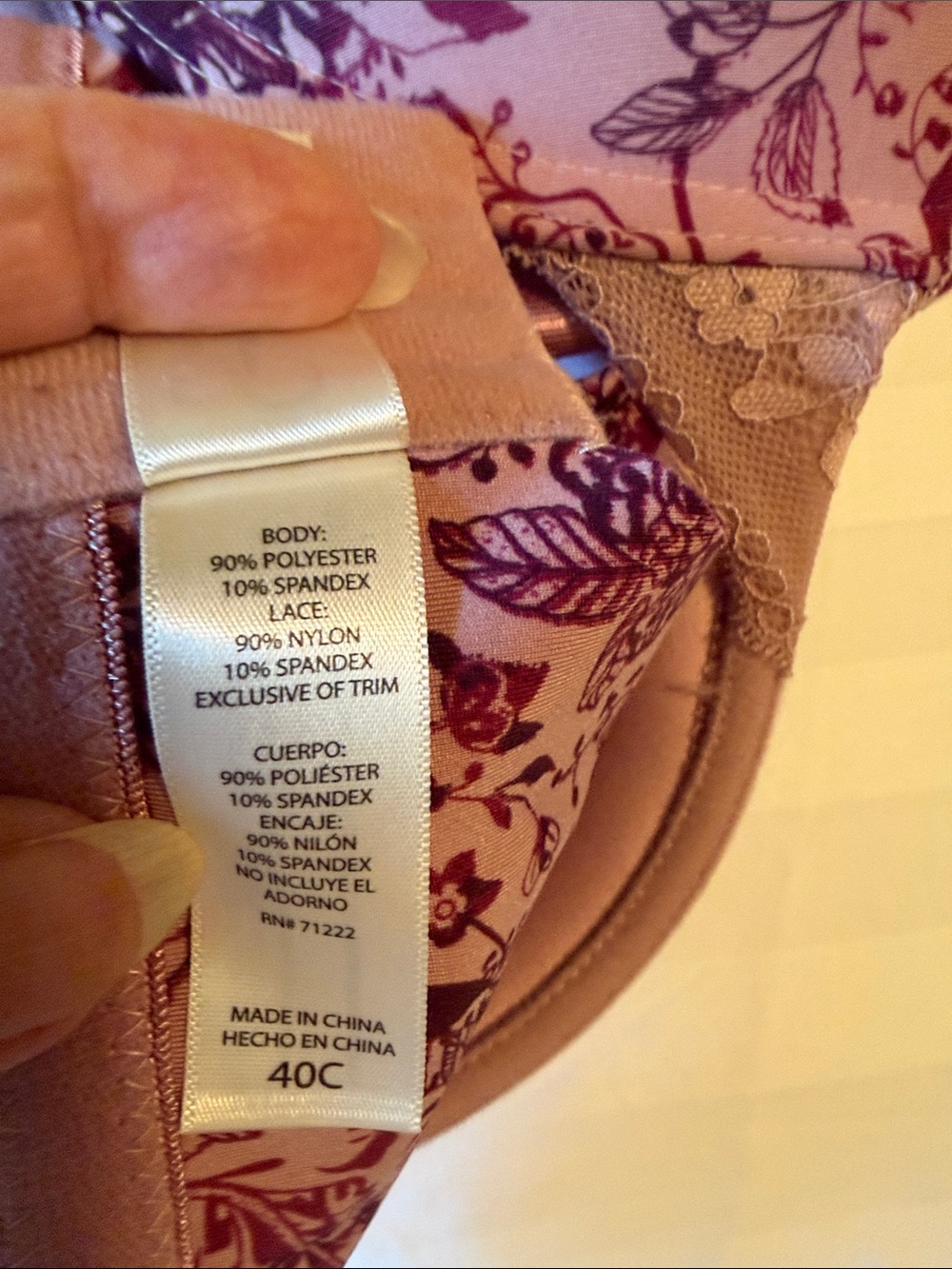 Jessica Simpson Mauve Floral Lace Underwire Bra - Picture 5 of 7
